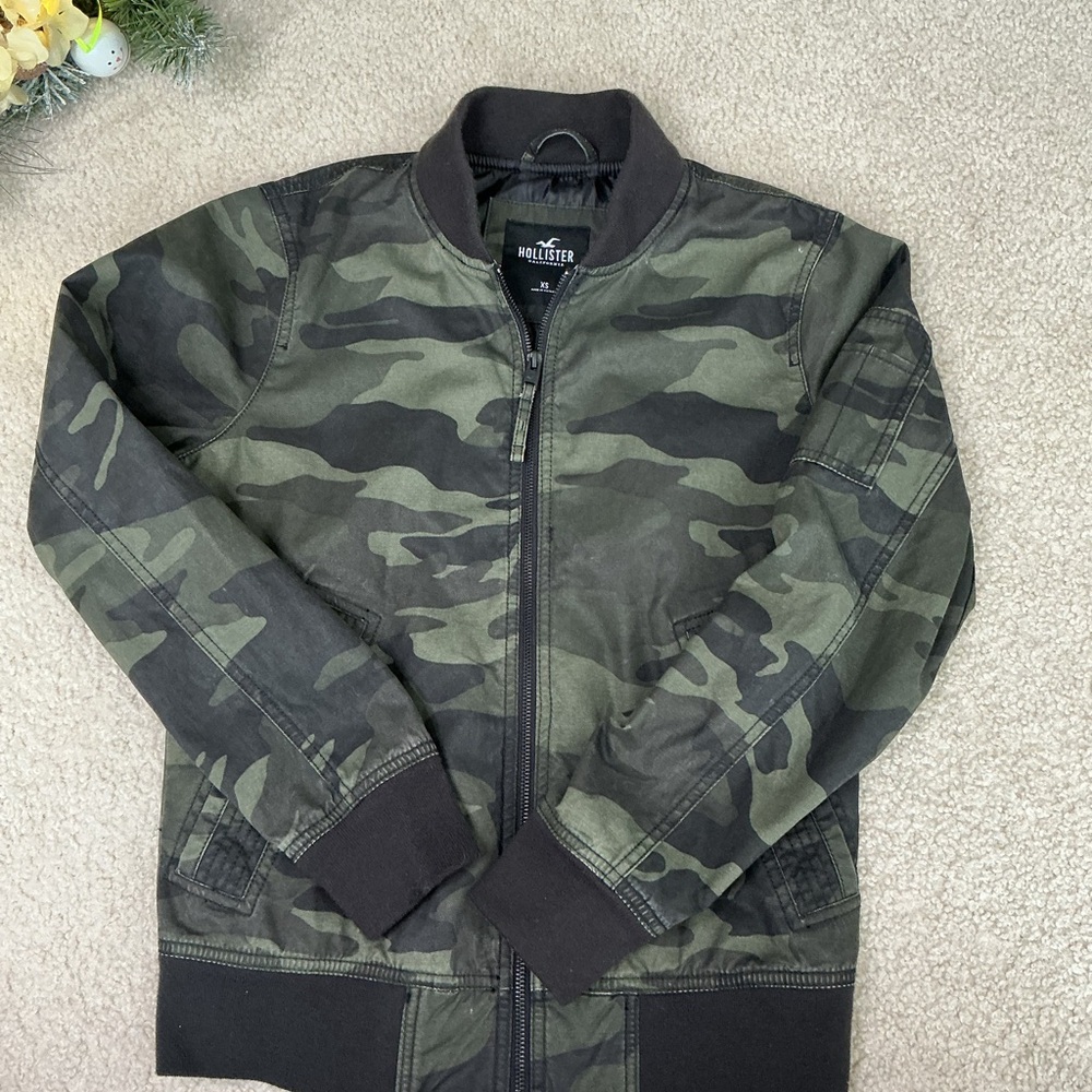 Hollister Olive Camo Bomber Jacket